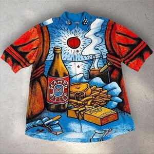 Vintage Mambo Loud Button Up Shirt Mens Large Mambo Bitter Surfwear Beer